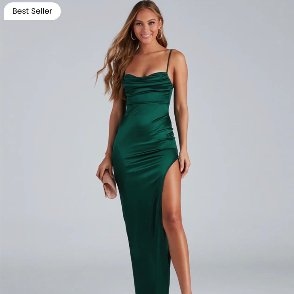 Windsor Lola High Slit Satin Dress